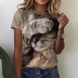 Women's Cute Cat 3D Printing Short-Sleeved T-Shirt