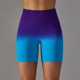 Seamless Candy Gradient Training Tight Fitting High Waist Sports Shorts Running Fitness Yoga Pants Women