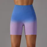 Seamless Candy Gradient Training Tight Fitting High Waist Sports Shorts Running Fitness Yoga Pants Women