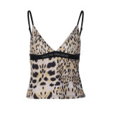 Women's Summer Sexy Leopard Print Slim Fit Low Back Straps Strapless Top