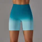 Seamless Candy Gradient Training Tight Fitting High Waist Sports Shorts Running Fitness Yoga Pants Women