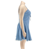 Plus Size Women's Spring Sexy Sleeveless Denim Dress
