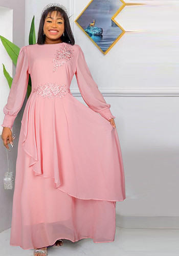 Vestido largo de fiesta formal elegante de gasa de talla grande para damas africanas