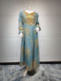 Eid Al-Adha Arab Dubai Embroidery Applique Dress Muslim Party Dinner Robe