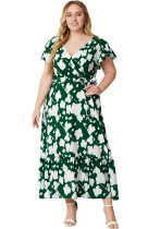 Summer Plus Size Women's V-Neck Print Dress