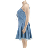 Plus Size Women's Spring Sexy Sleeveless Denim Dress