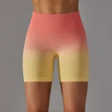 Seamless Candy Gradient Training Tight Fitting High Waist Sports Shorts Running Fitness Yoga Pants Women