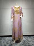 Eid Al-Adha Arab Dubai Embroidery Applique Dress Muslim Party Dinner Robe