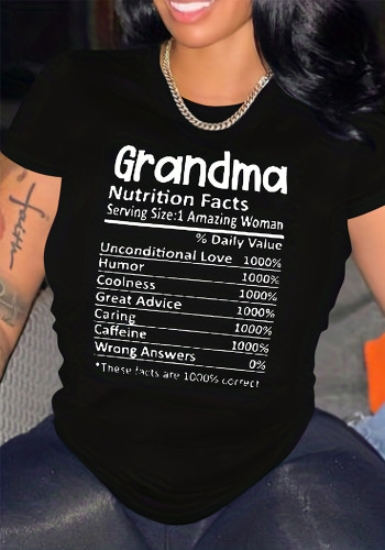 Rundhals-T-Shirt für Frauen mit Buchstabendruck in Übergröße