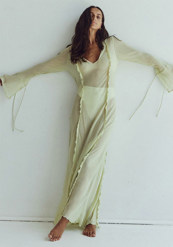 Kadın Çan Alt Kol Dantel Örgü Elbise