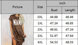 Plus Size Women Leopard Print Round Neck Slit Dress