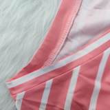 Ladies' Fashion Loose Stripe Casual Home Plus Size Two-Piece Set