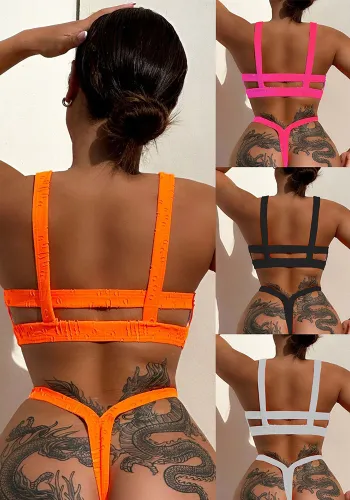 Sexy Bikini Pocket Solid Two Pieces Swimsuit