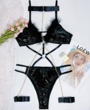 Summer cool sexy wild nightclub metal chain collar patent leather suit female