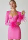 Feather Long Sleeve Bandage Dress Women's Skirt Slim Fit Dress Premium Style