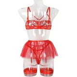 Sexy Three-Piece Hollow Plunging Heavy Industry Sexy Fashion Sexy Suit