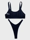 Sexy Bikini Pocket Solid Two Pieces Swimsuit