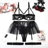 Sexy Three-Piece Hollow Plunging Heavy Industry Sexy Fashion Sexy Suit