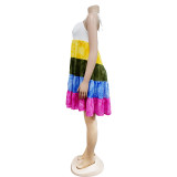Fashion Ladies Gradient Print Multicolor Sleeveless Sleeveless Dress
