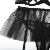 Sexy Three-Piece Hollow Plunging Heavy Industry Sexy Fashion Sexy Suit