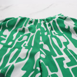 Loose Printed Long Shirt Casual Women's Shorts Set Summer Two-Piece Set