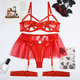 Sexy Three-Piece Hollow Plunging Heavy Industry Sexy Fashion Sexy Suit