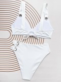 Bikini Solid Color Two Pieces Swimsuit