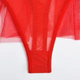 Sexy Three-Piece Hollow Plunging Heavy Industry Sexy Fashion Sexy Suit