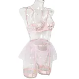 Sexy Three-Piece Hollow Plunging Heavy Industry Sexy Fashion Sexy Suit