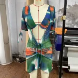 Printed underwire Three-Piece swimsuit bikini