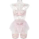 Sexy Three-Piece Hollow Plunging Heavy Industry Sexy Fashion Sexy Suit