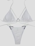 Women's Sexy Bikini Two Pieces Solid Color Triangle Swimsuit