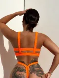 Sexy Bikini Pocket Solid Two Pieces Swimsuit