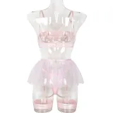 Sexy Three-Piece Hollow Plunging Heavy Industry Sexy Fashion Sexy Suit