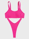 Sexy Bikini Pocket Solid Two Pieces Swimsuit