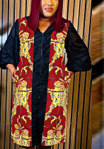 Vestido con cremallera Bolsillo de cera Falda africana de talla grande para mujer