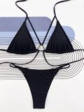 Women's Sexy Bikini Two Pieces Solid Color Triangle Swimsuit