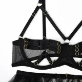 Sexy Three-Piece Hollow Plunging Heavy Industry Sexy Fashion Sexy Suit