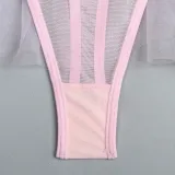 Sexy Three-Piece Hollow Plunging Heavy Industry Sexy Fashion Sexy Suit