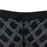 Women's Fashion Solid Color Mesh Beaded Long Sleeve Two-Piece Trousers Set