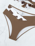 Print Tie High Waist Sexy Bikini Swimwear Two Pieces Swimsuit