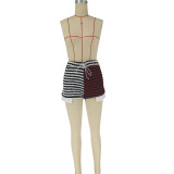 Ladies Stripe Sexy Fashion Casual Versatile Colorblock Shorts