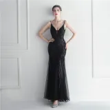 Plus Size Women Sequined Formal Party Maxi Evening Dress