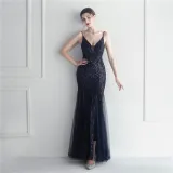 Plus Size Women Sequined Formal Party Maxi Evening Dress