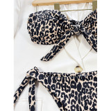 Women Bikini Leopard Print Knotted swimwear Two Pieces