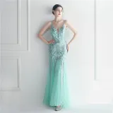 Plus Size Women Sequined Formal Party Maxi Evening Dress