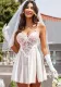 Sexy White Lace See Through Babydoll Lingerie Set