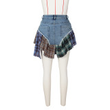 Summer Ladies Sexy Irregular Patchwork Denim Skirt