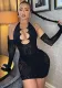 Sexy Black Mesh Patchwork Mignight Chemise Lingerie