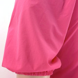 Summer Solid Color U-Neck Short Sleeves Plus Size Women's Fashion Loose Dress